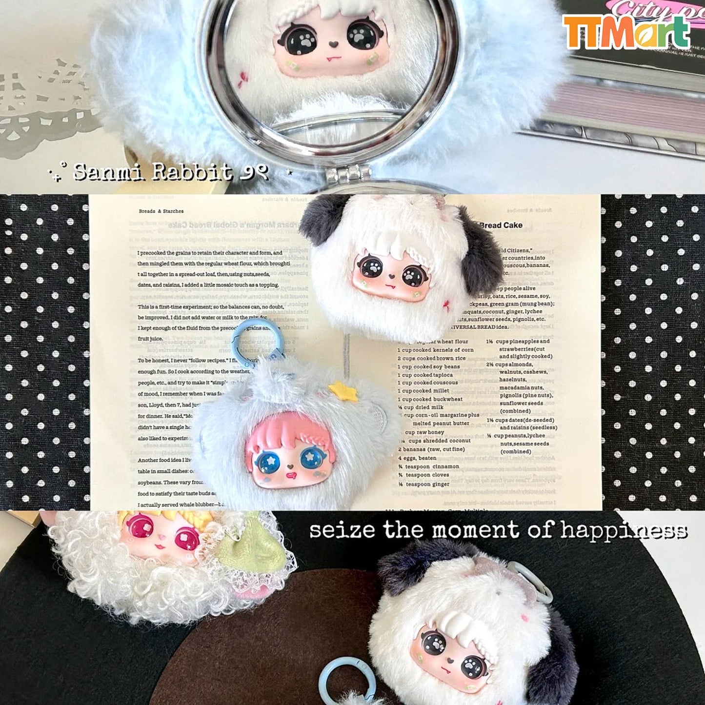 SANMI RABBIT Animal Cosmetic Mirror Plush Series Blind Box