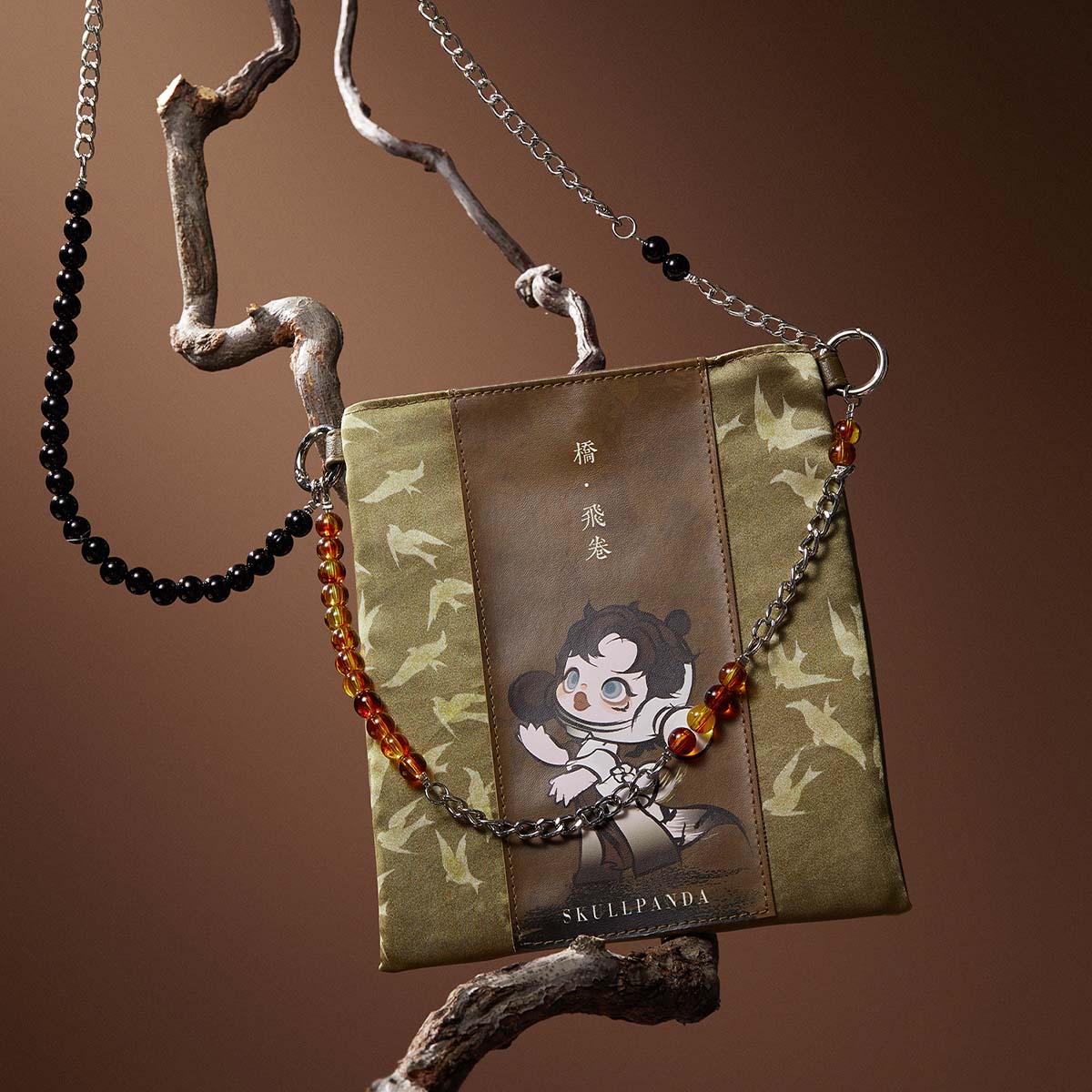 SKULLPANDA The Ink Plum Blossom Series Bead String Mini Bag