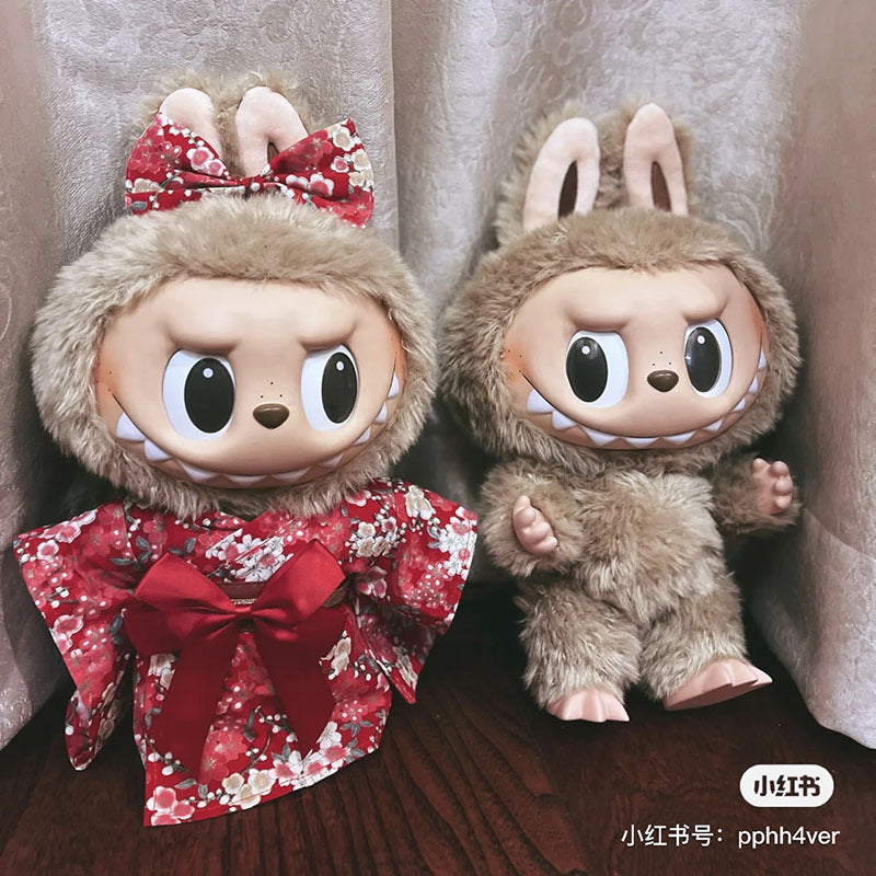 Clothes only]Labubu Time to chillPlush doll clothes Christmas automobiles curtain cloth clothes suit