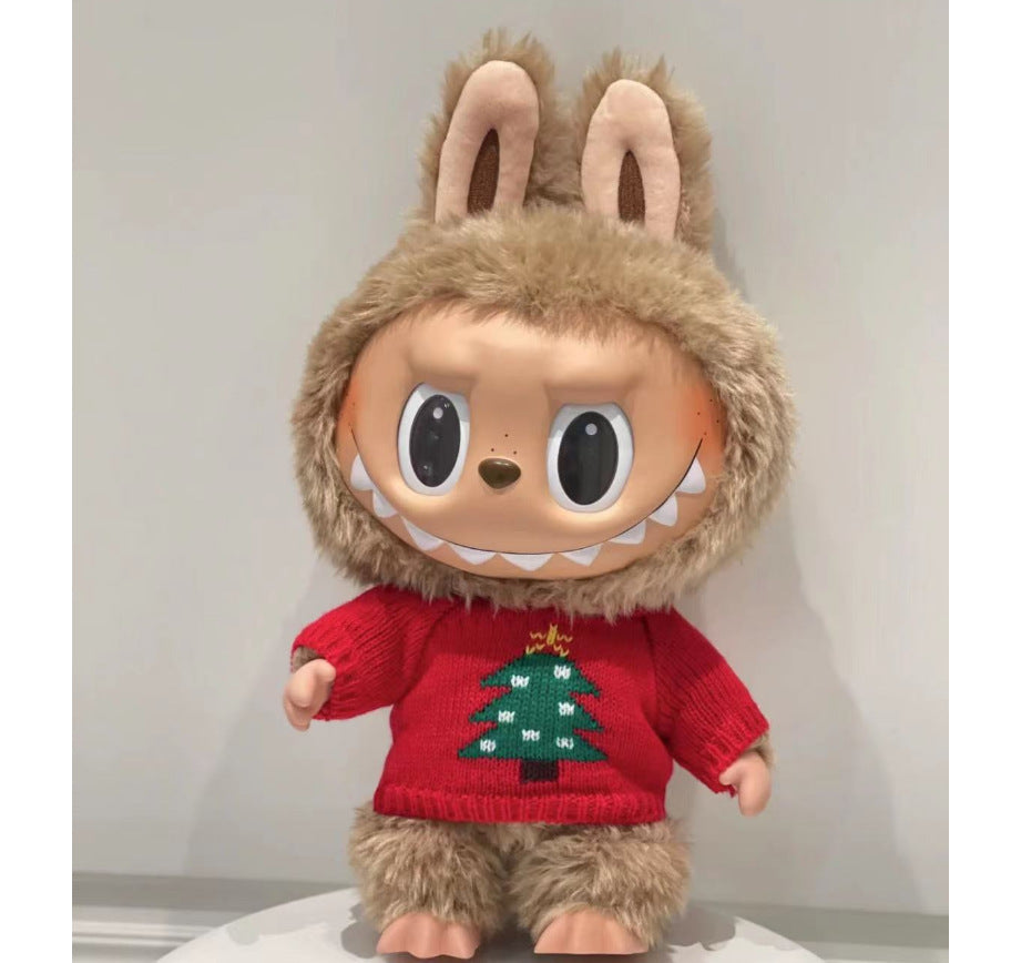 Clothes only]Labubu Time to chillPlush doll clothes Christmas automobiles curtain cloth clothes suit