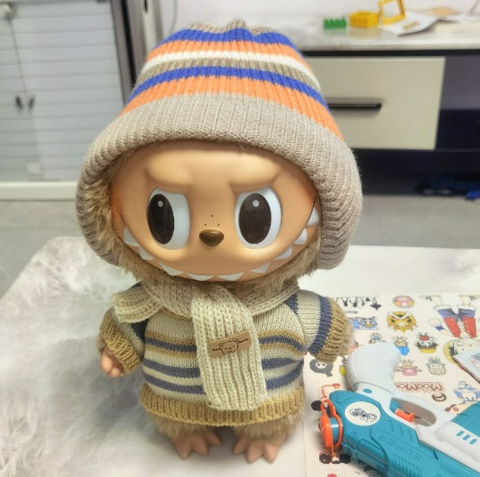 Clothes only]Labubu Time to chillPlush doll clothes Christmas automobiles curtain cloth clothes suit