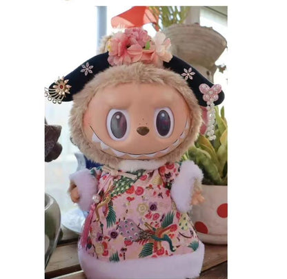 Clothes only]Labubu Time to chillPlush doll clothes Christmas automobiles curtain cloth clothes suit