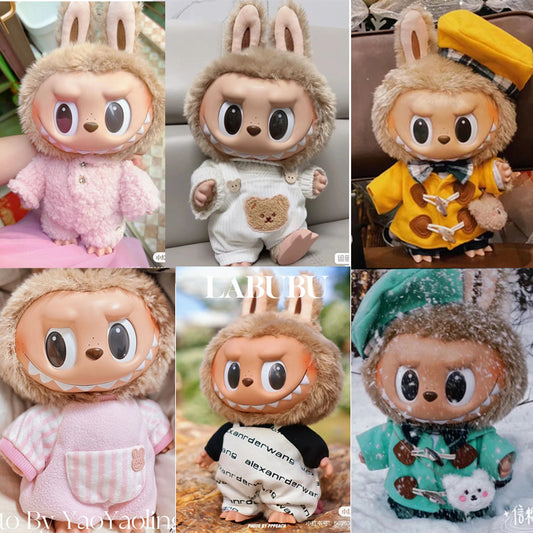 Clothes only]Labubu Time to chillPlush doll clothes Christmas automobiles curtain cloth clothes suit